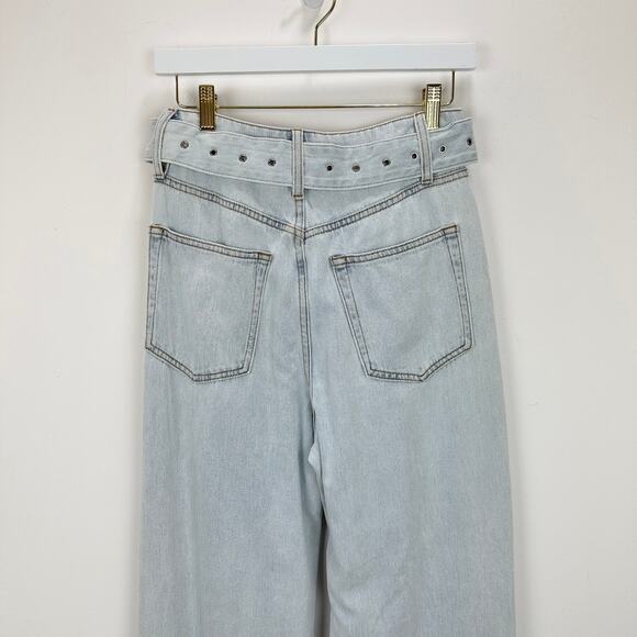 WeWoreWhat Cut Out Straight Leg Indigo Denim Jean High Waist Belted Grunge US 26 - Picture 14 of 16